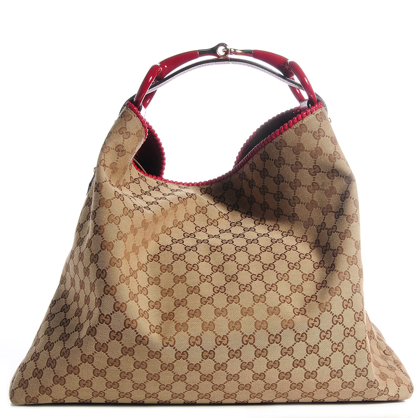 Monogram Large Horsebit Chain Hobo Red