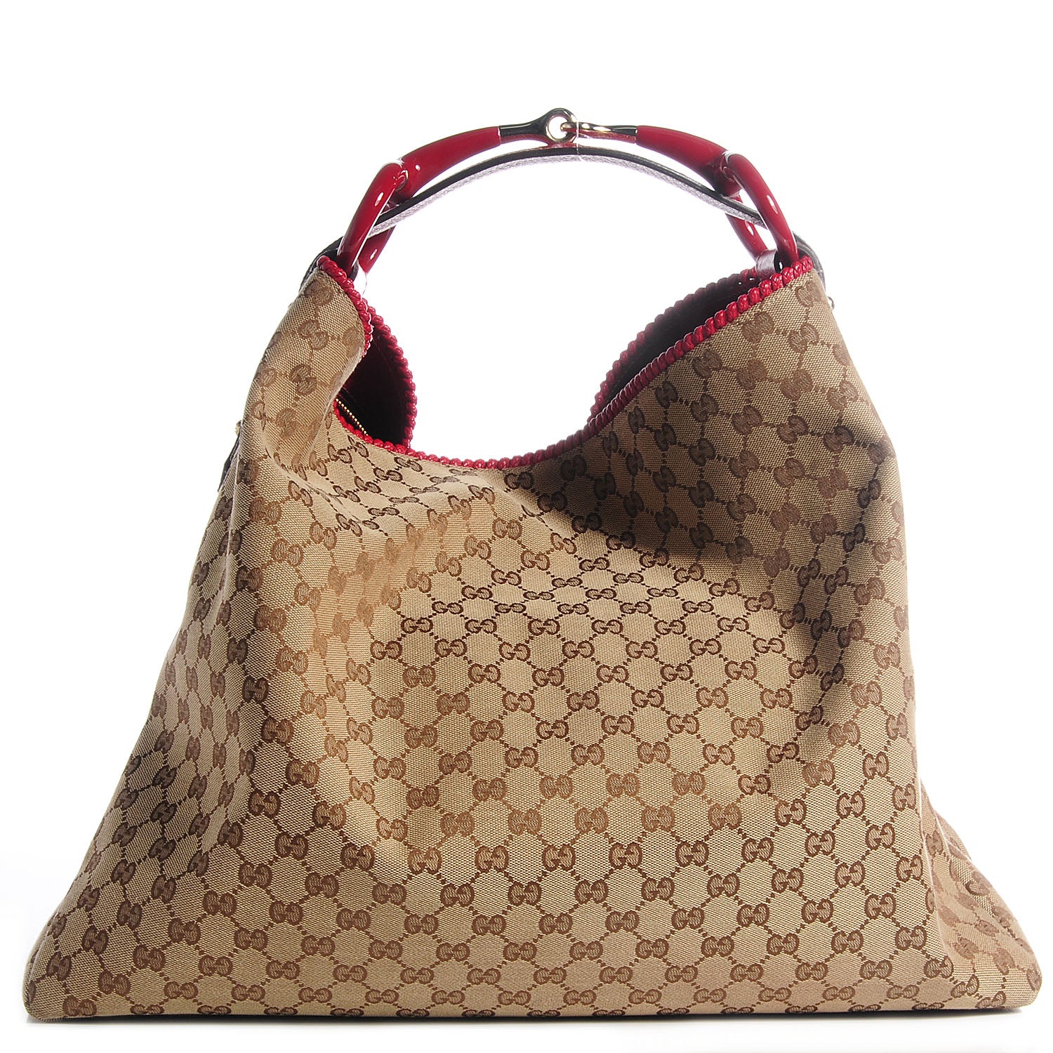 Gucci Monogram Large Horsebit Chain Hobo Red 1 of 7