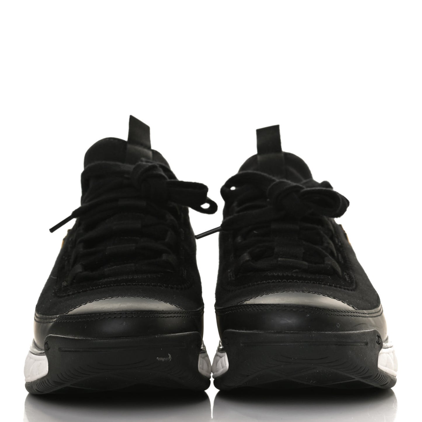 Velvet Calfskin Mixed Fibers CC Sneakers 37 Black