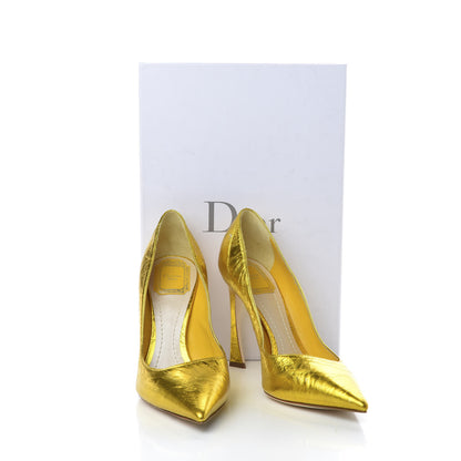 Christian Dior Shiny Crinkled Lambskin Songe Pumps 38.5 Juane 10 of 10