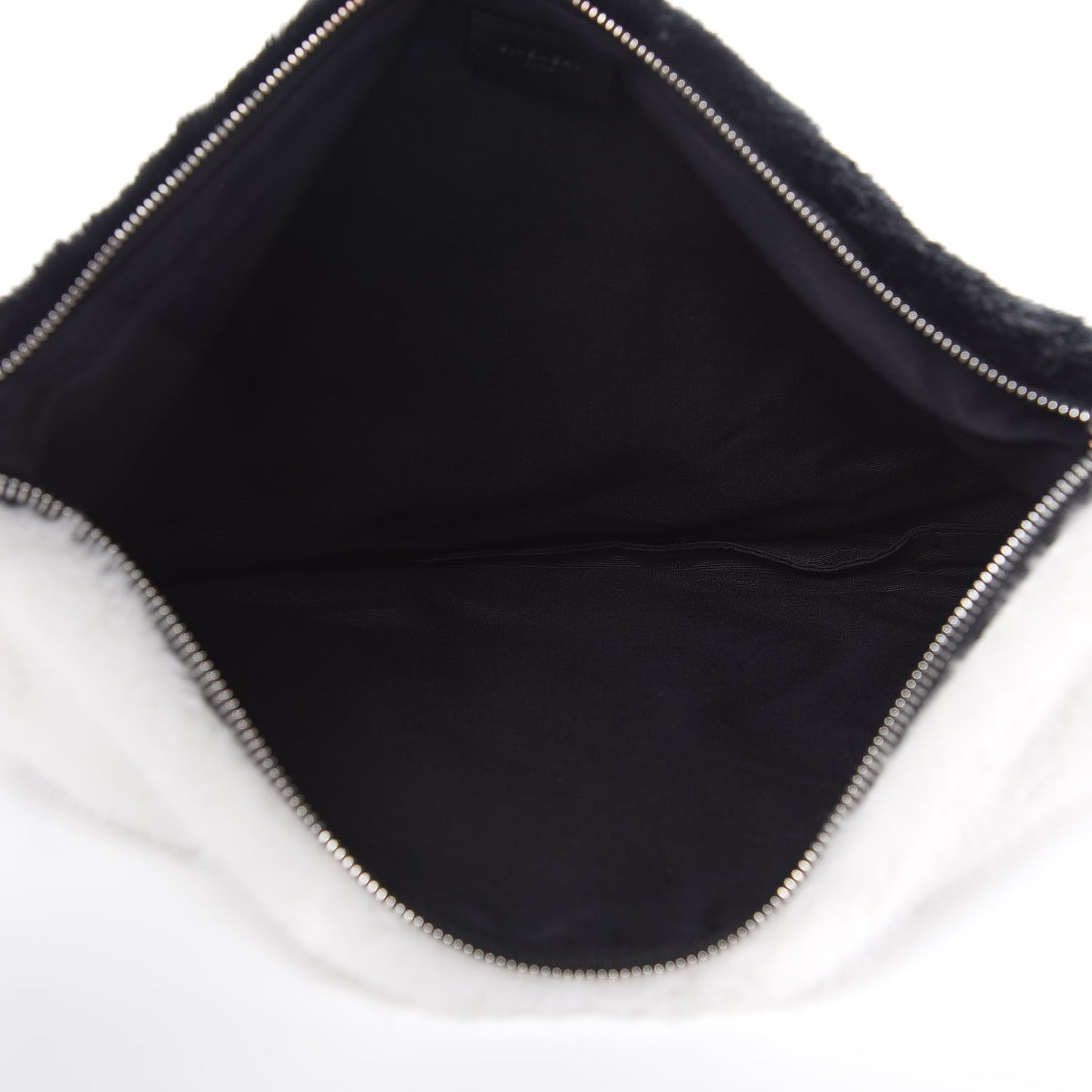 Faux Fur Two Tone Large GV3 Pouch Wristlet Black White
