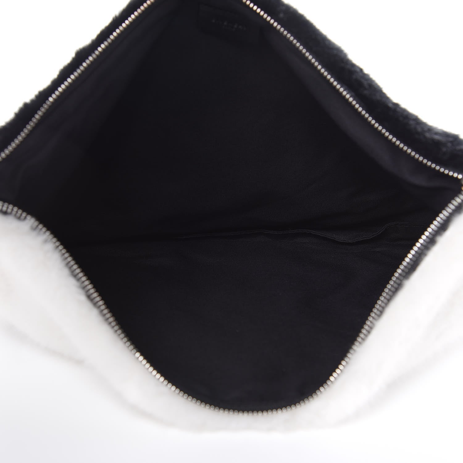 Givenchy Faux Fur Two Tone Large GV3 Pouch Wristlet Black White 5 of 8