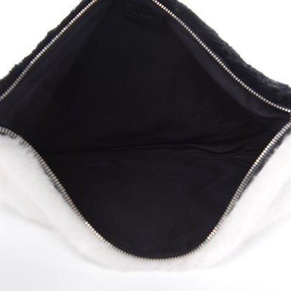 Givenchy Faux Fur Two Tone Large GV3 Pouch Wristlet Black White 5 of 8