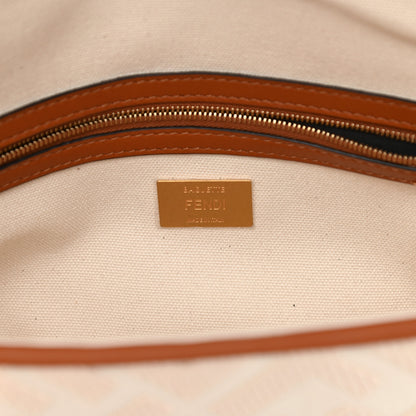 Fendi Canvas Vitello King Bi-Color Strap FF Embroidered Baguette Grezzo Brandy Cuoio 6 of 13