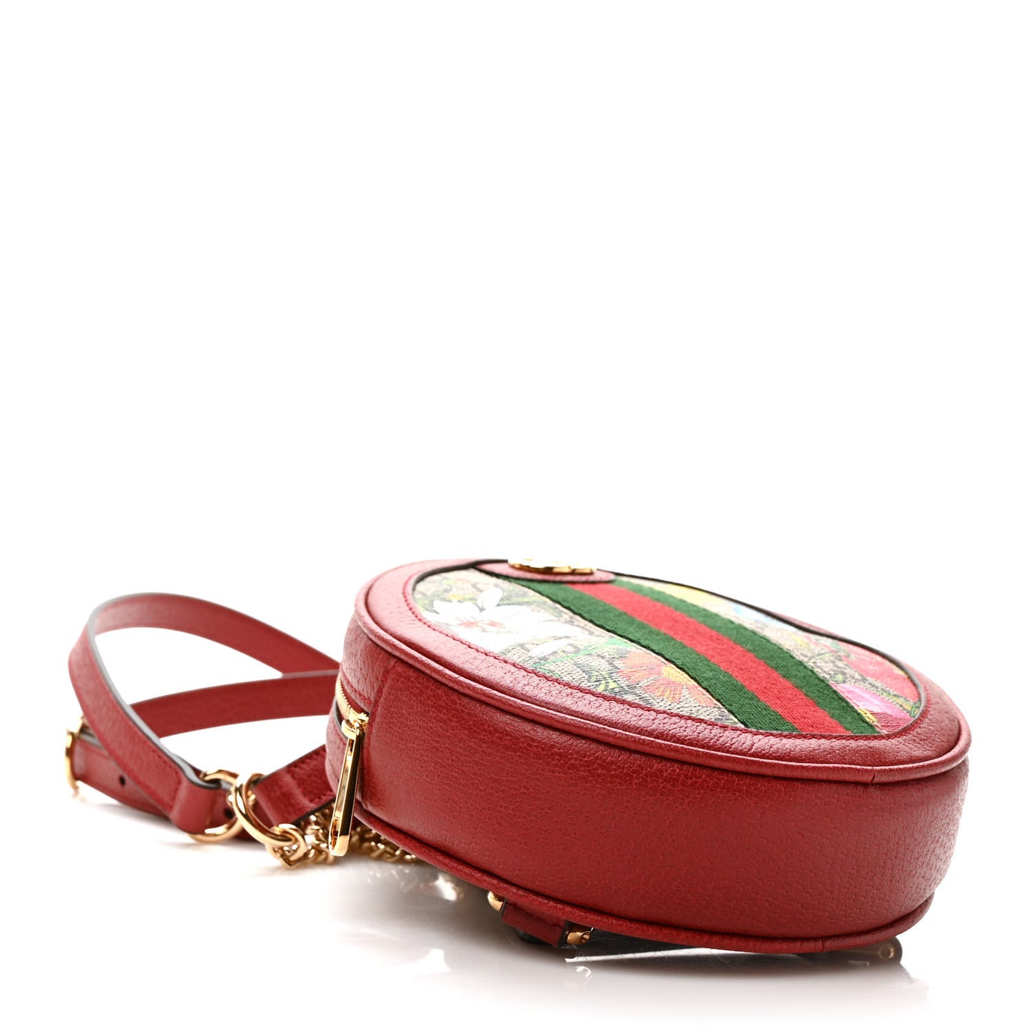 GG Supreme Monogram Web Flora Mini Ophidia Round Backpack Red