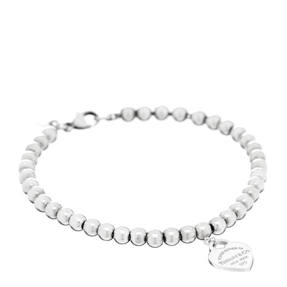 Tiffany Sterling Silver 4mm Return To Heart Tag Bead Bracelet 1 of 3