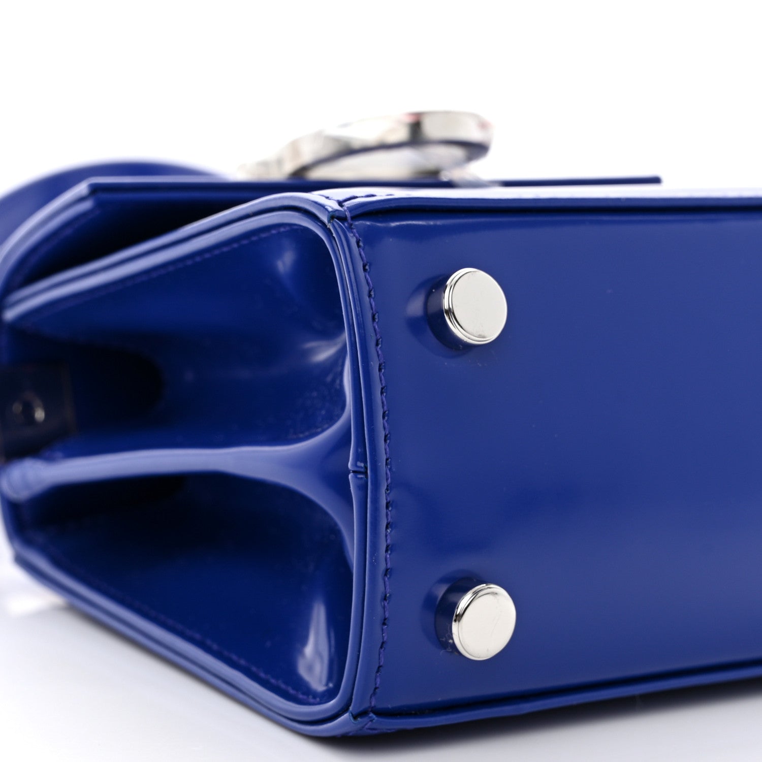 Salvatore Ferragamo Brushed Calfskin Micro Iconic Top Handle Bag Lapis Lazuli 8 of 9