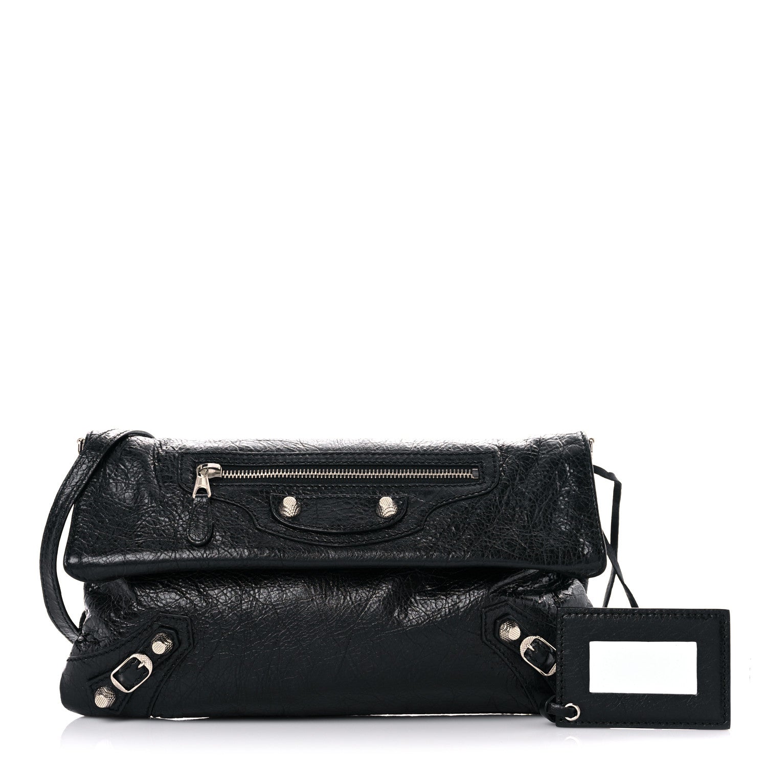 Balenciaga Agneau Giant 12 Silver Hardware Envelope Strap Clutch Black 1 of 11