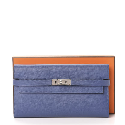 Hermes Epsom Kelly Longue Wallet Blue Brighton Capucine 10 of 10