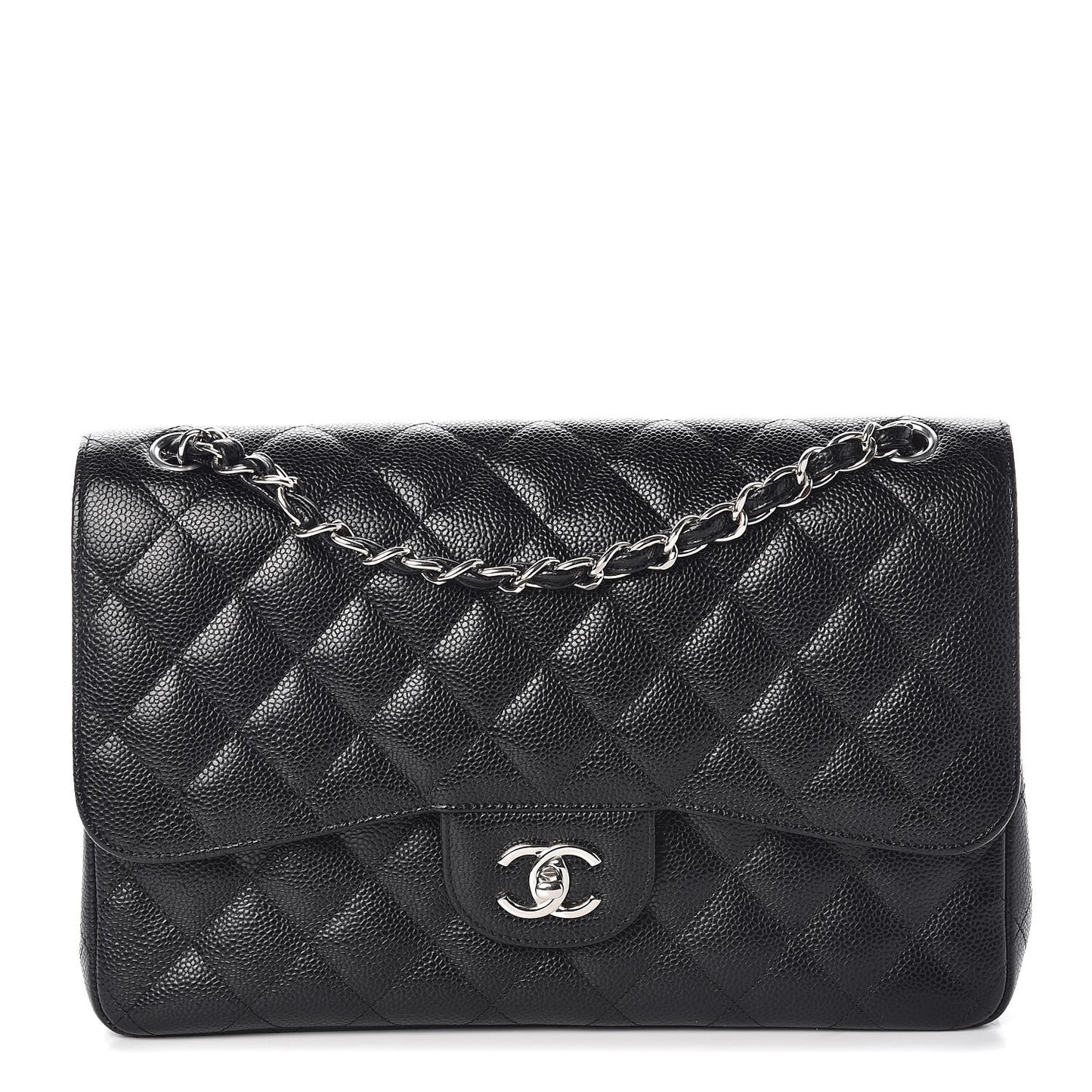 Caviar Quilted Jumbo Double Flap Black