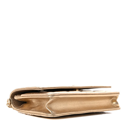 Chanel Metallic Lambskin Quilted Wallet On Chain WOC Gold 4 of 10