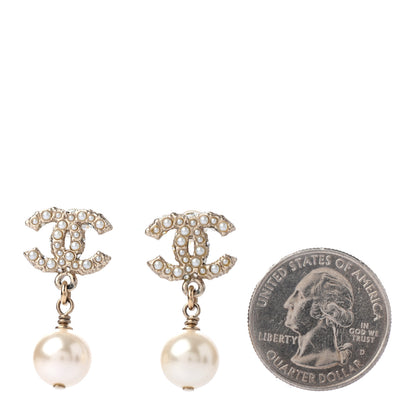 Chanel Pearl CC Drop Earrings Gold 2 of 4