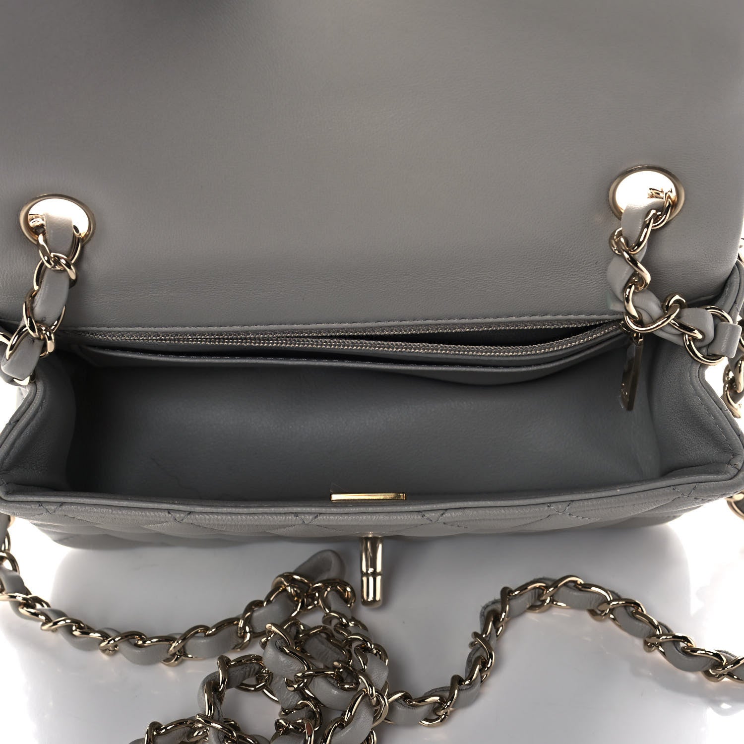 Chanel Lambskin Quilted Mini Rectangular Flap Grey 5 of 12