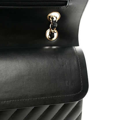 Chanel Lambskin Chevron Quilted Medium Double Flap Black 11 of 11
