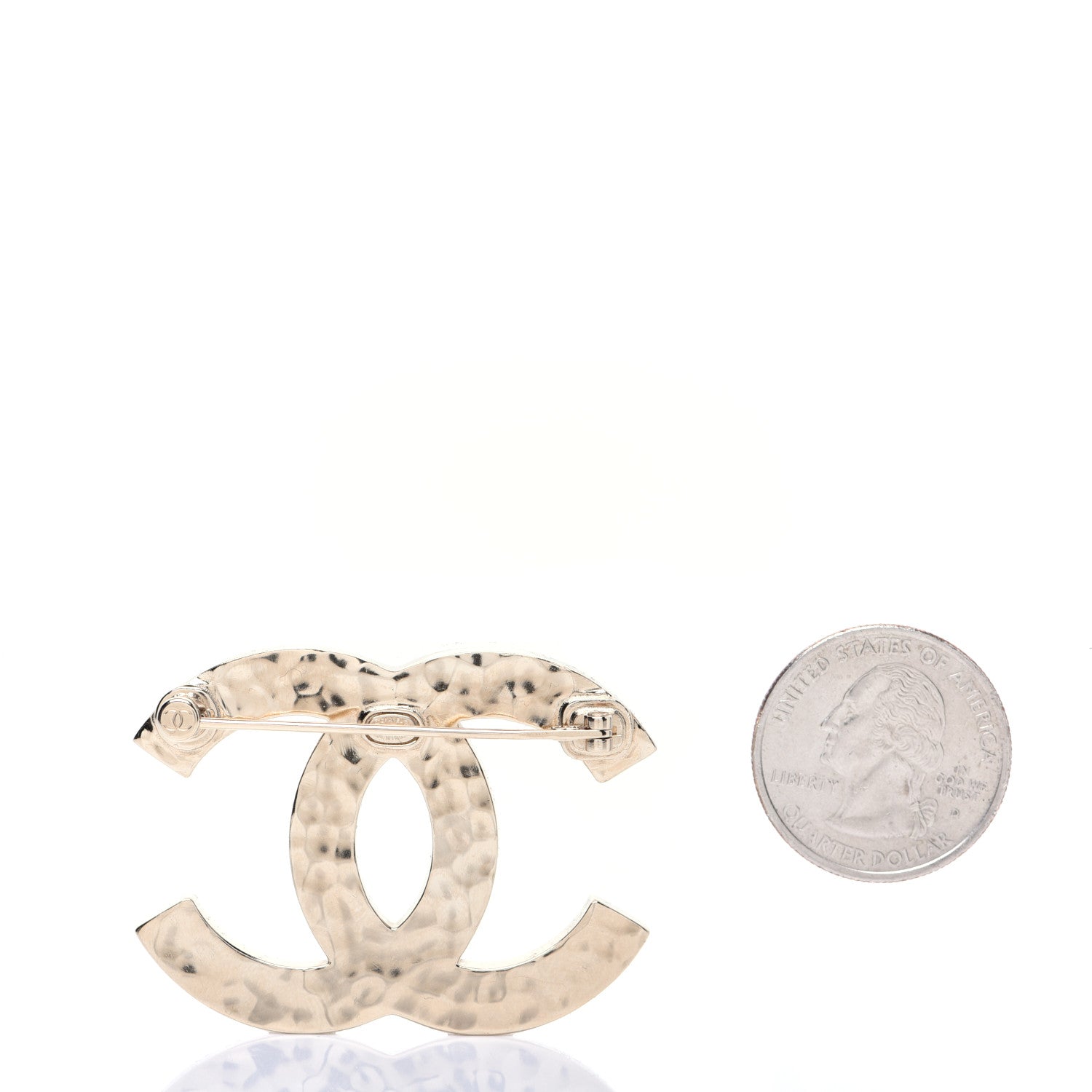 Chanel Crystal Metal CC Paris Button Brooch Gold 2 of 6