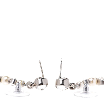 Chanel Crystal Pearl CC Drop Earring Silver 3 of 5