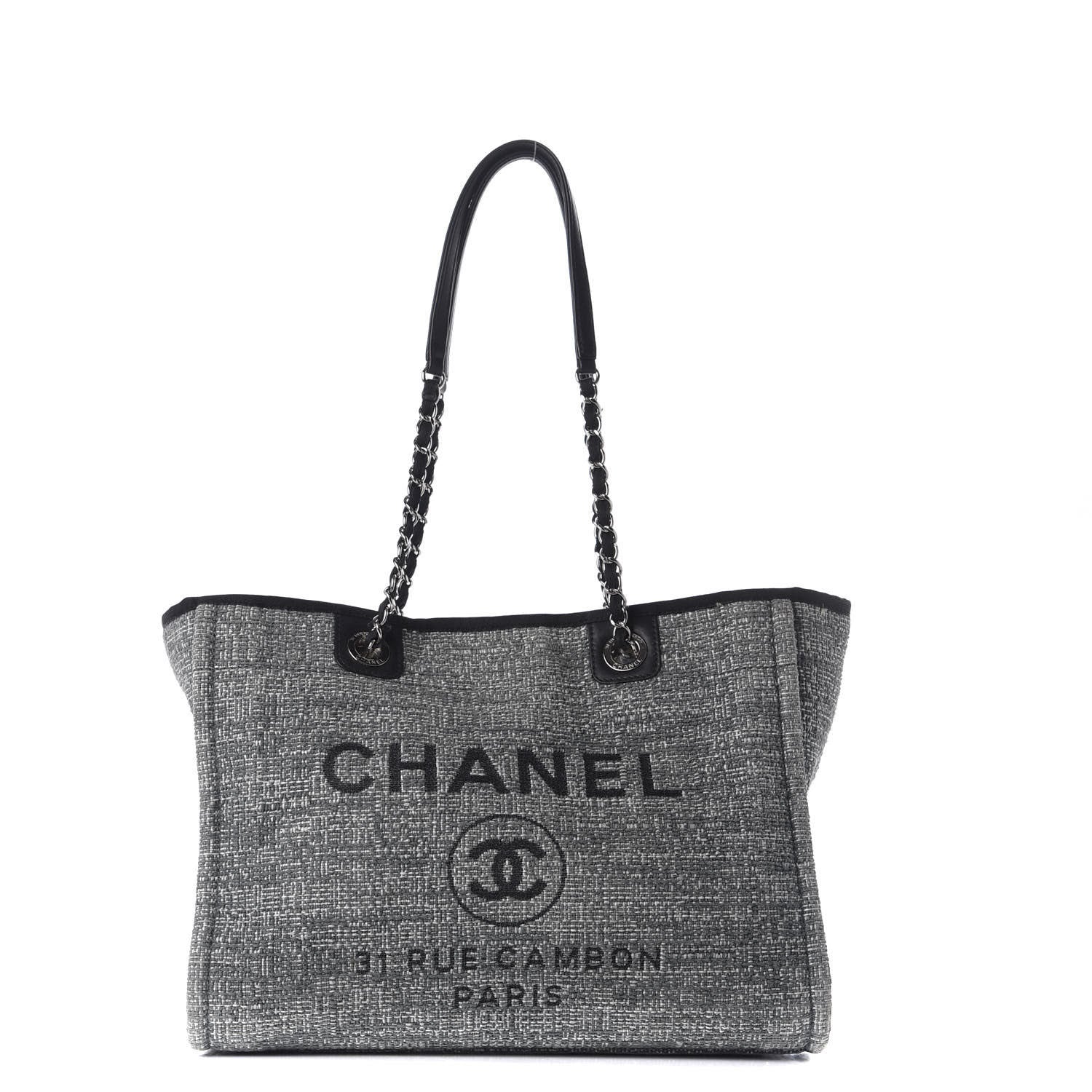 Chanel Canvas Small Deauville Tote Grey 1 of 9