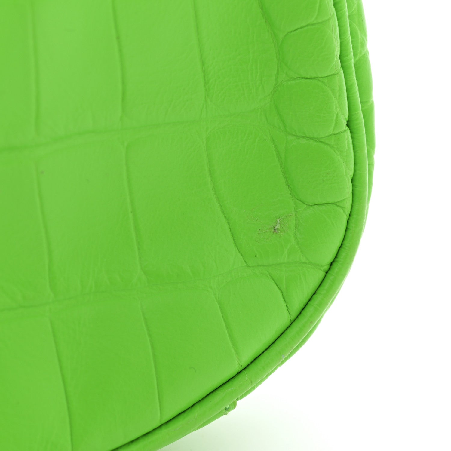 Balenciaga Extra Supple Calfskin Crocodile Embossed Le Cagole Mini Purse With Chain Acid Green 11 of 12