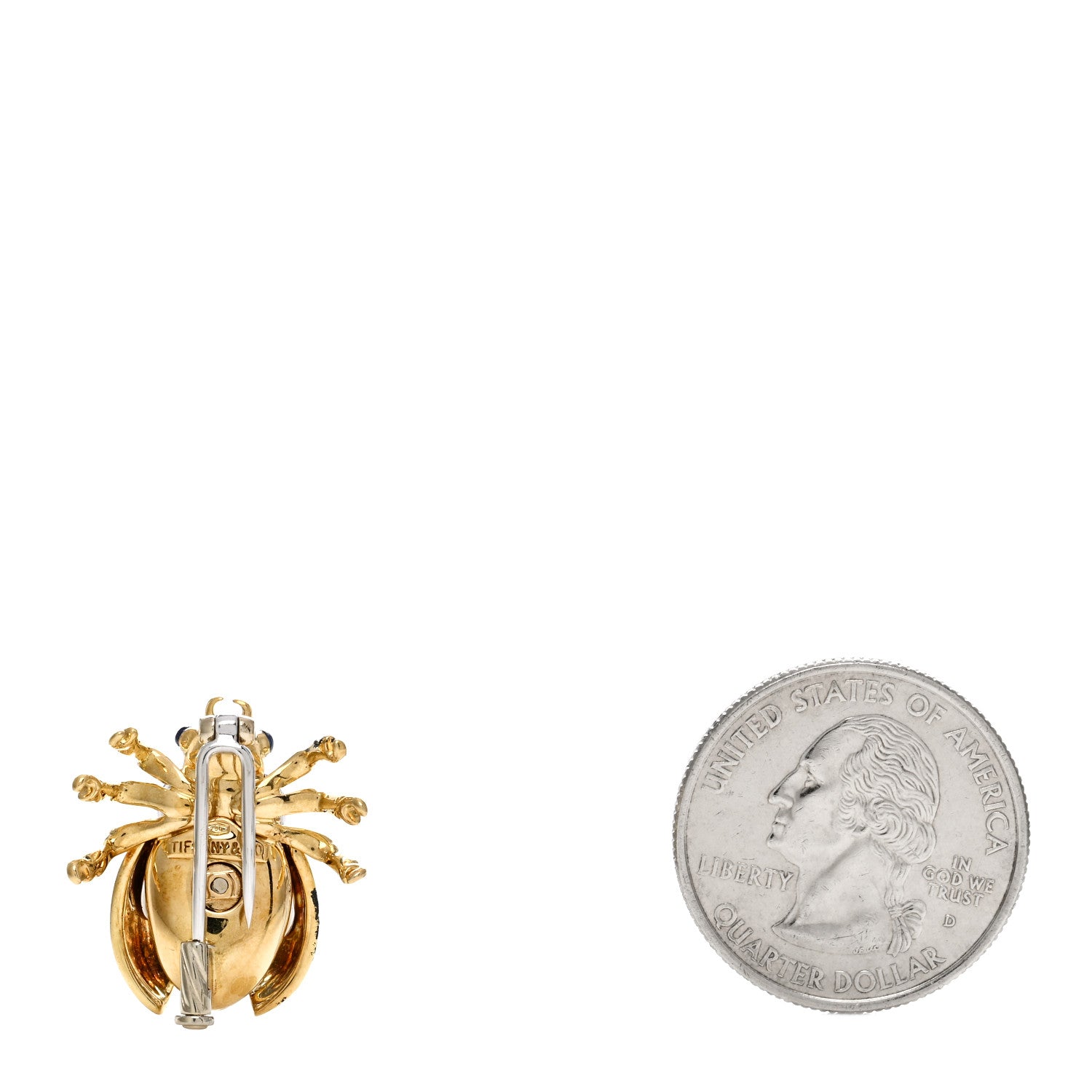 Tiffany 18K Yellow White Gold Diamond Enamel Ladybug Brooch Pin Green 2 of 3