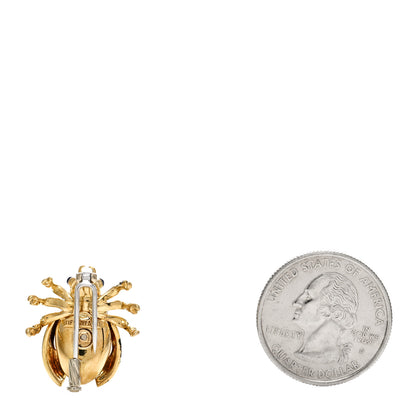 Tiffany 18K Yellow White Gold Diamond Enamel Ladybug Brooch Pin Green 2 of 3