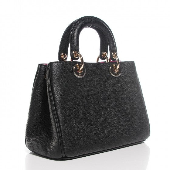 Christian Dior Bullcalf Small Diorissimo Tote Black Rose Indien 3 of 18