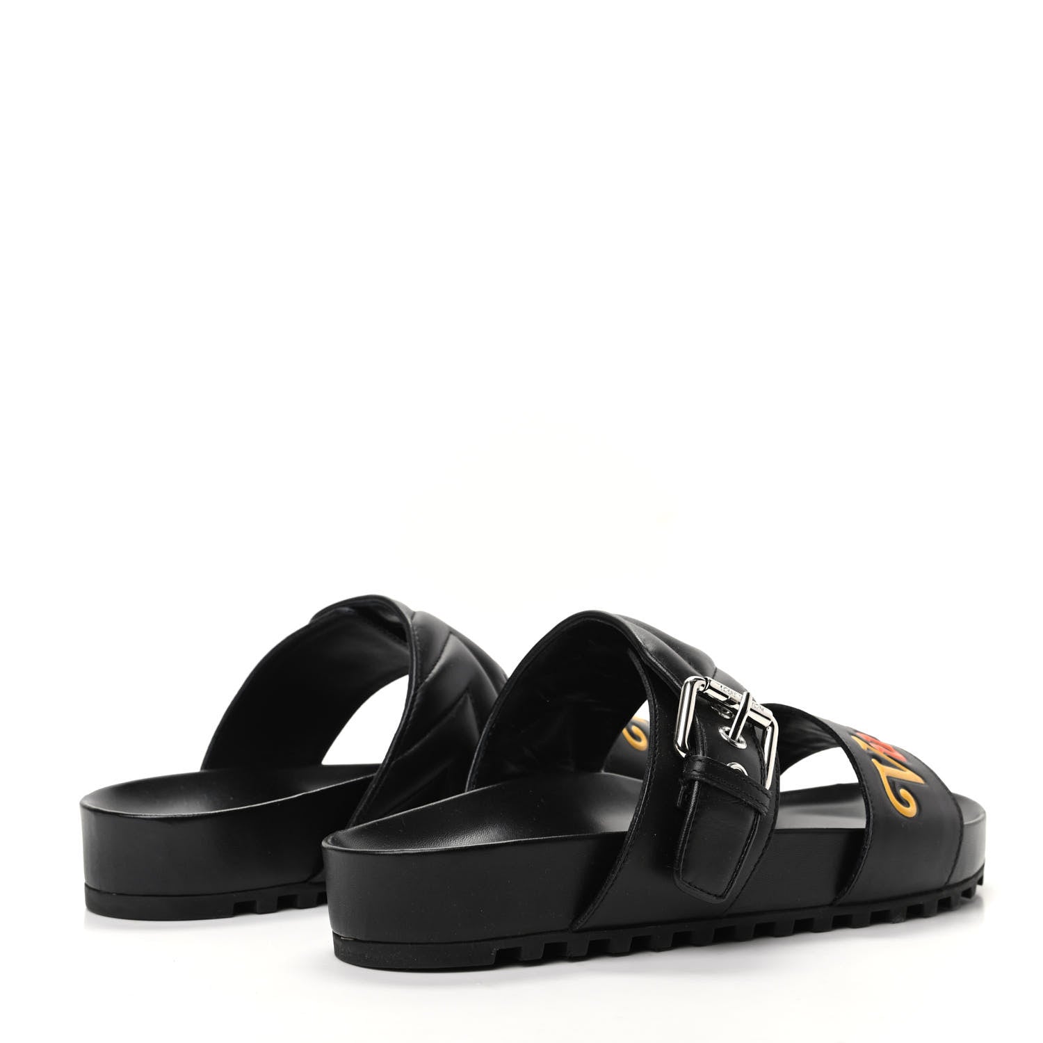 Louis Vuitton Calfskin New Wave Bom Dia Mule Sandals 37 Black 4 of 7