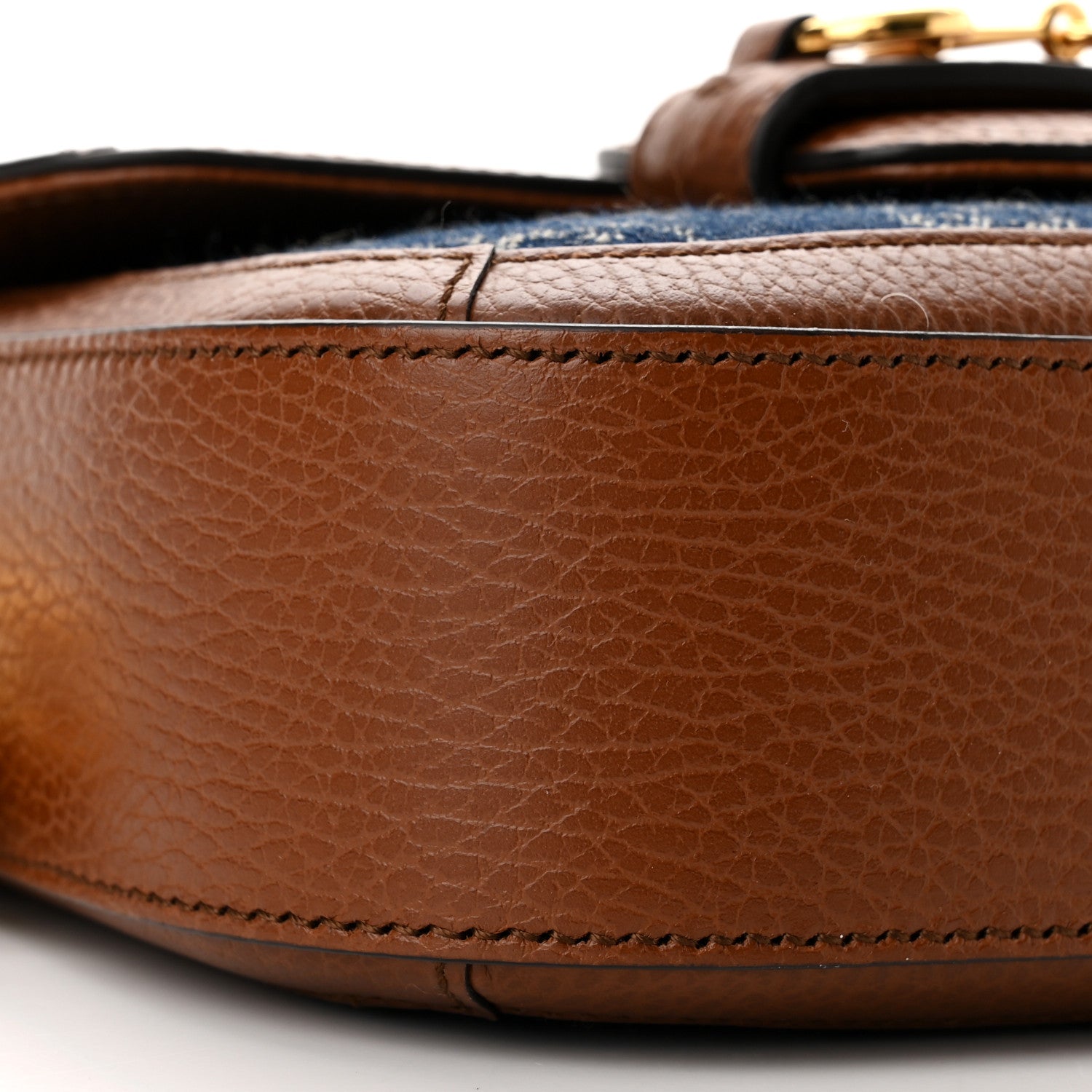 Gucci New Denim GG Monogram Dollar Calfskin Web Mini Horsebit 1955 Shoulder Bag Blue Tea Cuir Epilog 9 of 10
