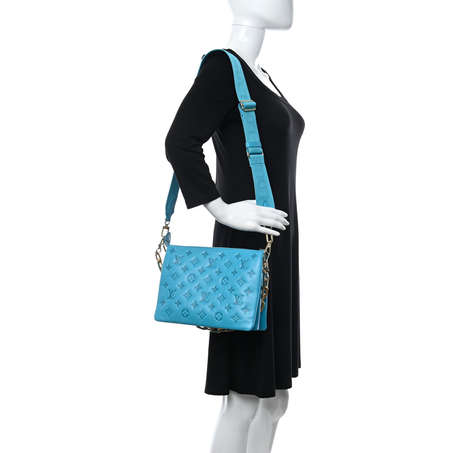 Louis Vuitton Lambskin Embossed Monogram Coussin PM Turquoise 2 of 9