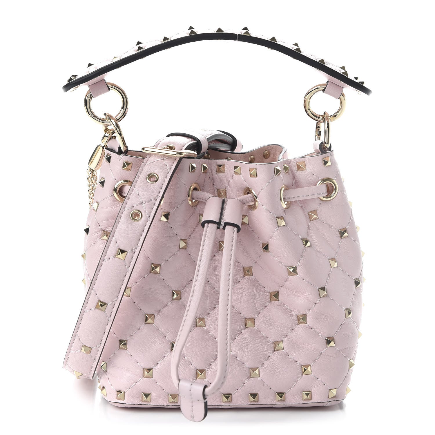 Valentino Garavani Nappa Mini Rockstud Spike Bucket Bag Rose Quartz 1 of 9