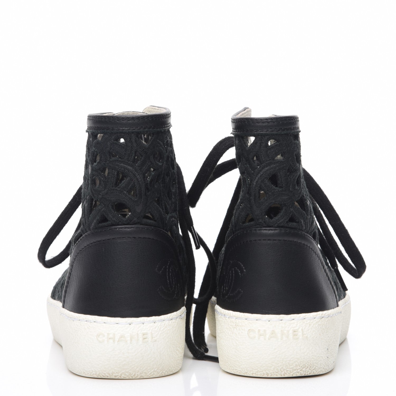 Chanel Patent Grained Goatskin Hollow Out Flower Sneakers 35 Black 4 of 8