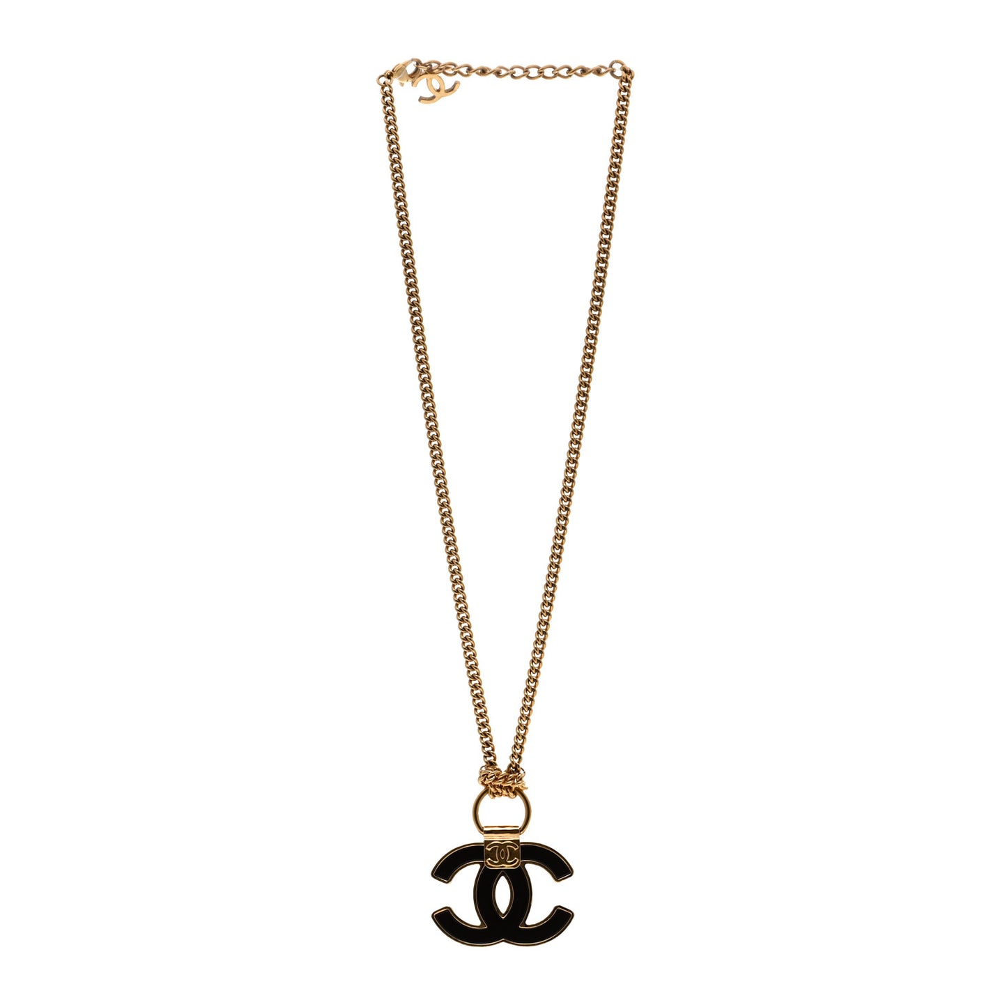 Metal Resin CC Pendant Necklace Gold Brown