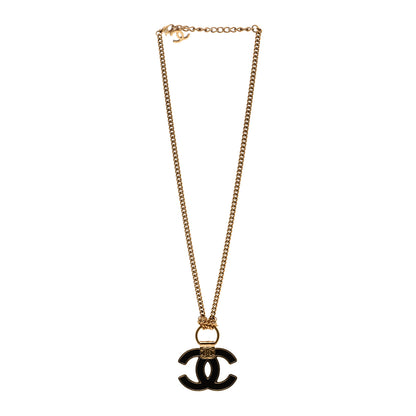 Chanel Metal Resin CC Pendant Necklace Gold Brown 3 of 6