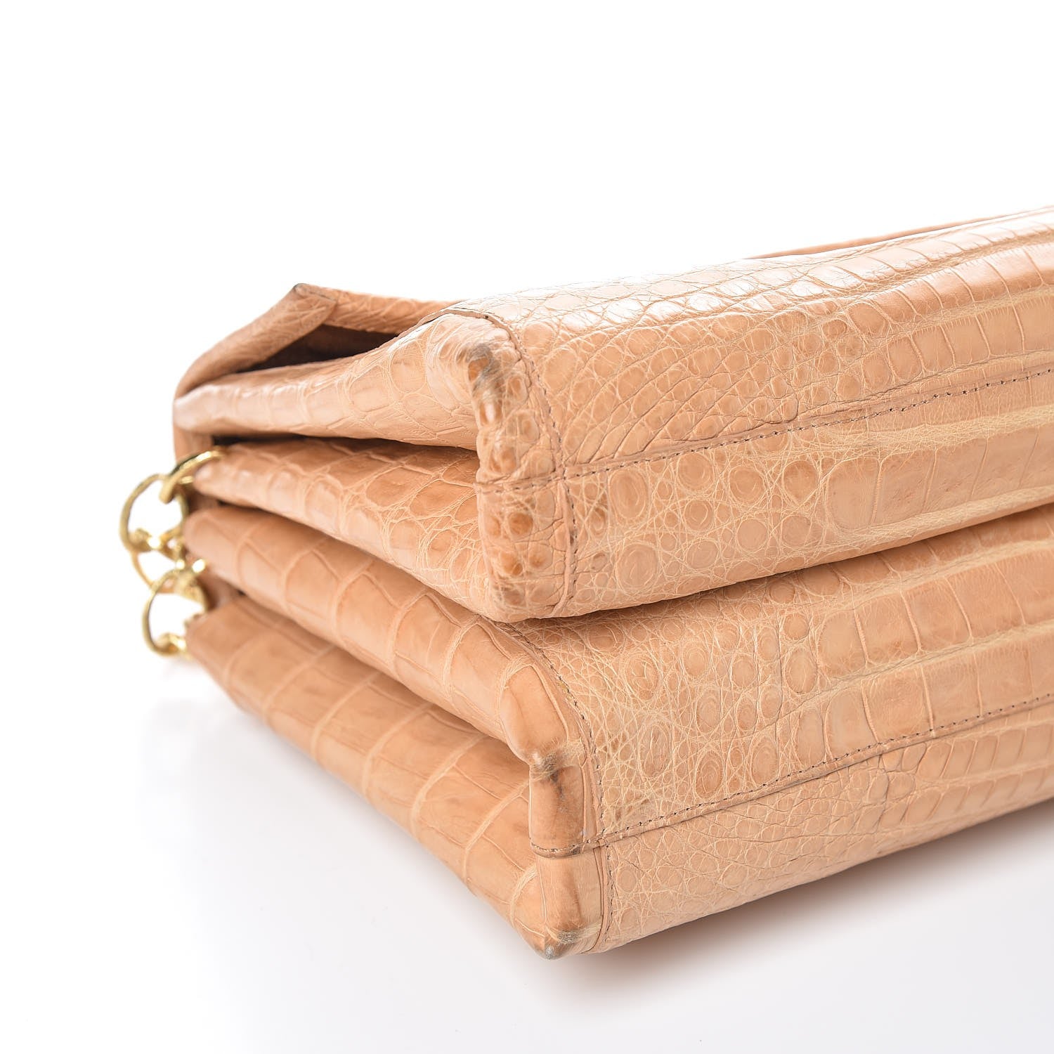 Nancy Gonzalez Crocodile Medium Flap Chain Shoulder Bag Beige 8 of 9