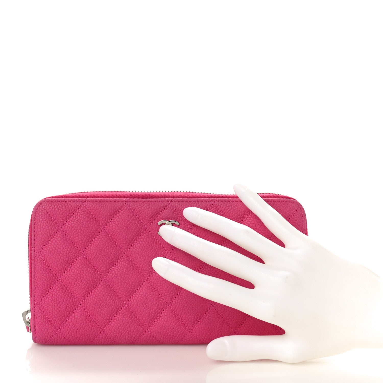 Chanel Caviar Quilted Large Gusset Zip Around Wallet Pink 2 of 10