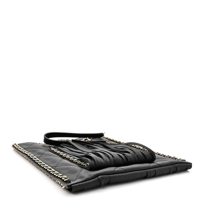 Chanel Calfskin Quilted Fringe Small Shopping Bag Black 4 of 10