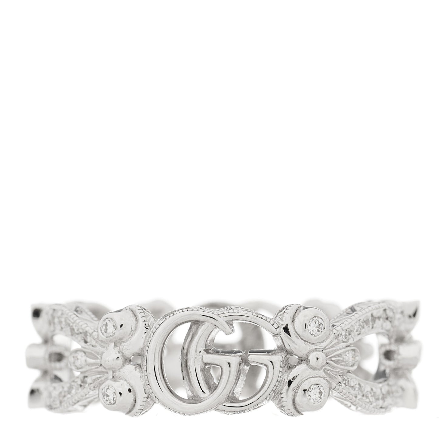 18K White Gold Diamond Flora Pave Ring 53 6.25