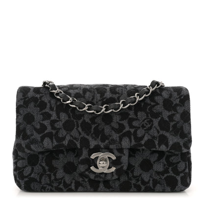 Chanel Printed Denim Quilted Flower Mini Rectangular Flap Black 1 of 11