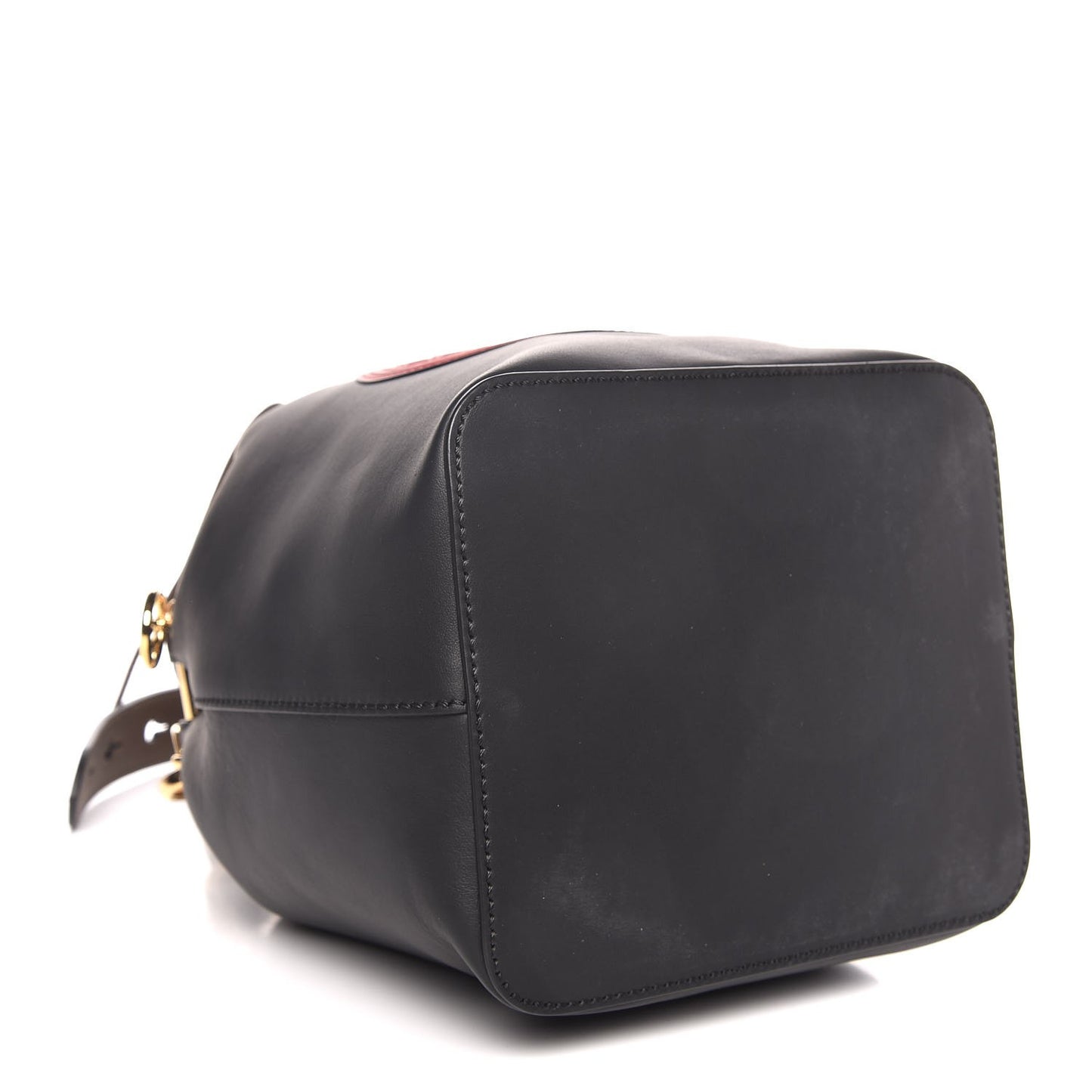 Vitello Century Matte F is Fendi Stamp Patch Bi-Color Grande Mon Tresor Bucket Bag Black Maya Fragola