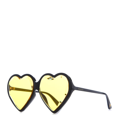 Gucci Acetate Hollywood Forever Heart Sunglasses GG0360SA Black Yellow 1 of 7