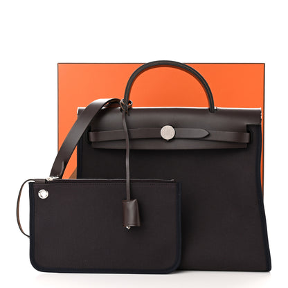 Hermes Military Toile Vache Hunter Herbag Zip PM 31 Prune Noir Marine 14 of 14