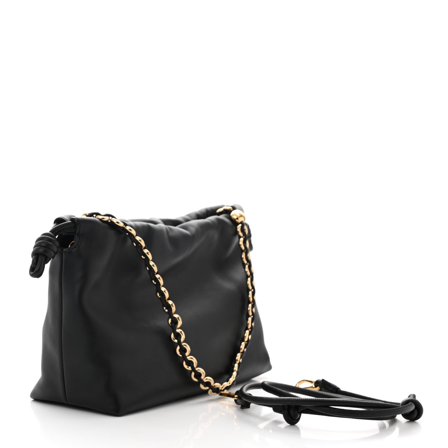 Loewe Mellow Nappa Donut Chain Flamenco Knot Clutch Black 3 of 11
