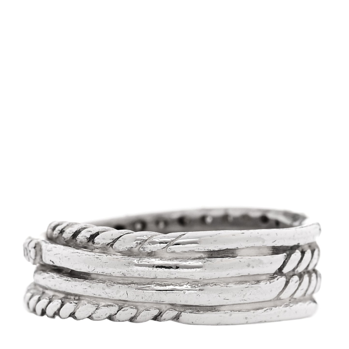 Sterling Silver Diamond 7mm Crossover Ring 50 5.5