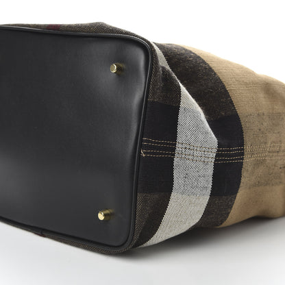 Burberry Grainy Calfskin Canvas Mega Check Medium Ashby Tassel Hobo Black 8 of 11