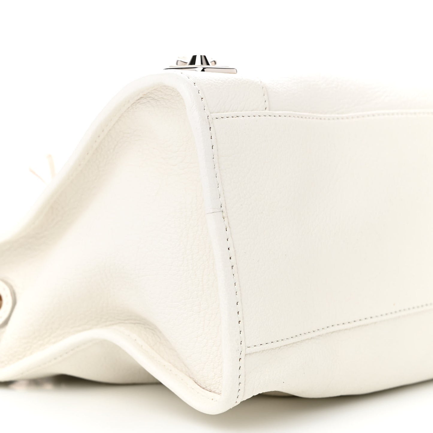 Chevre Silver Metallic Edge Hardware City White