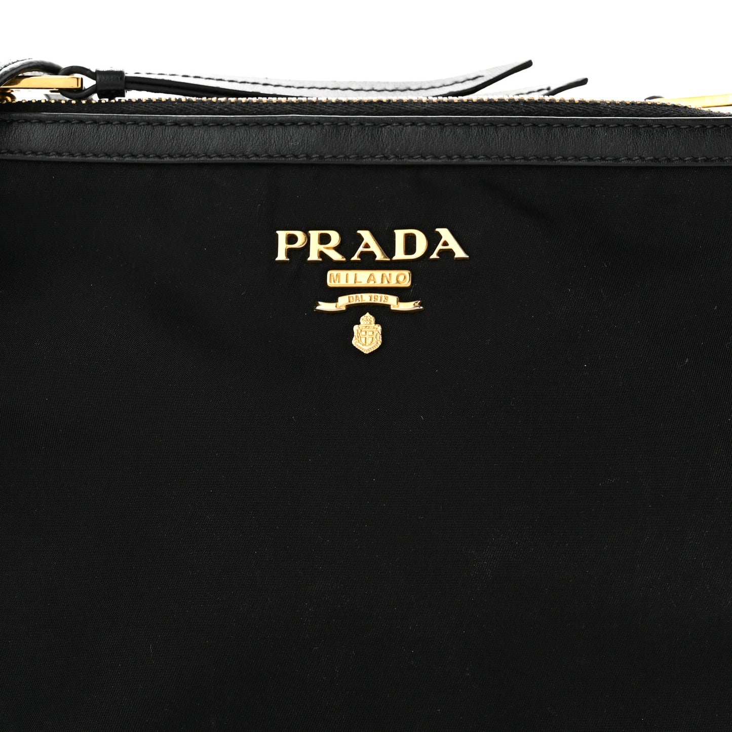 Tessuto Nylon Soft Calf Double Zip Crossbody Bag Black