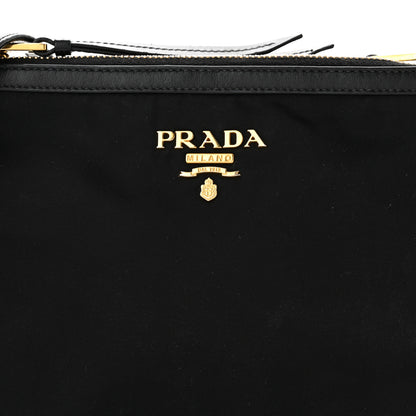 Prada Tessuto Nylon Soft Calf Double Zip Crossbody Bag Black 8 of 11