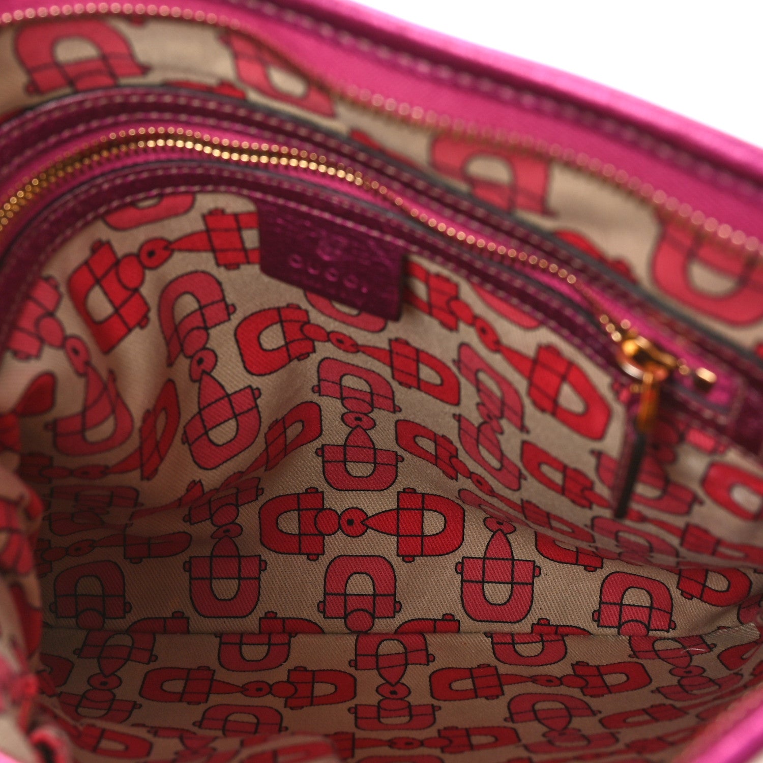 Gucci Metallic Calfskin Monogram Jolicoeur Charms Messenger Dark Pink 5 of 12