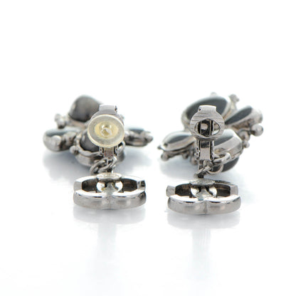 Chanel Resin CC Drop Clip On Earrings Grey 3 of 4