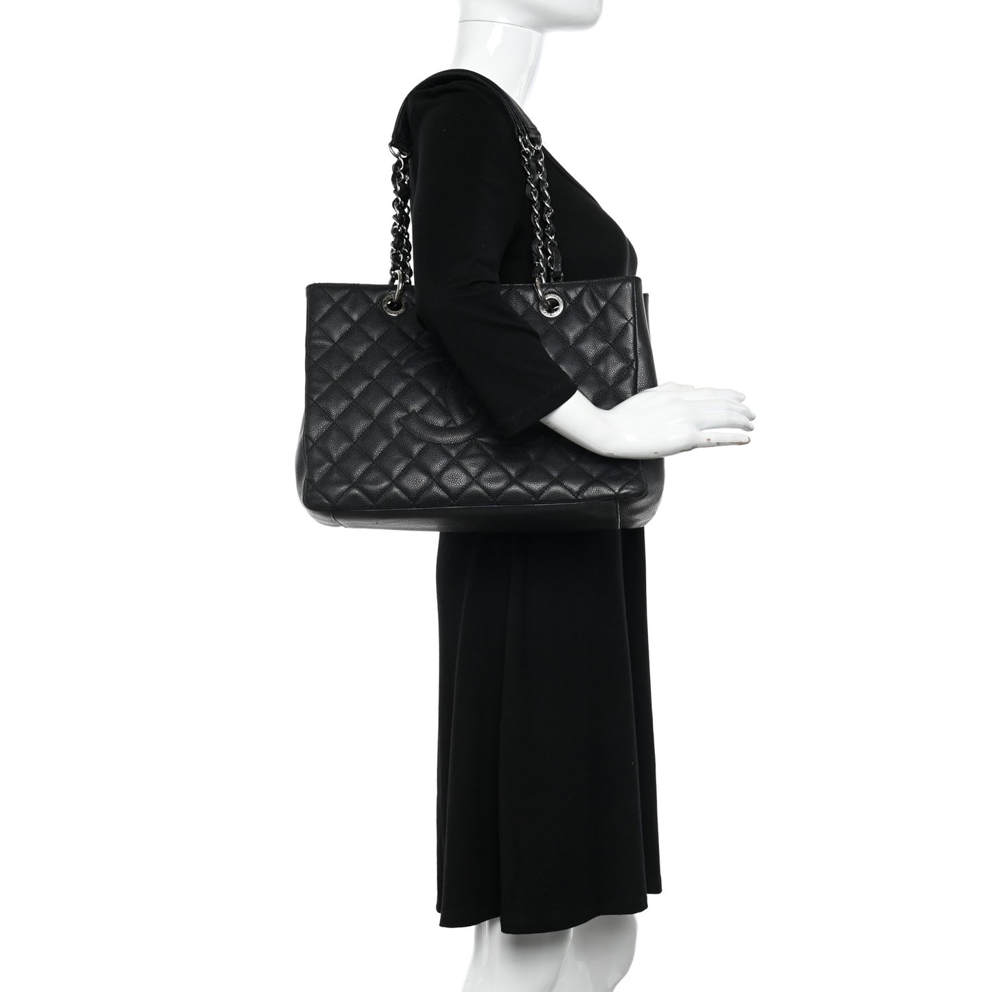 Caviar Quilted Grand Shopping Tote GST Black