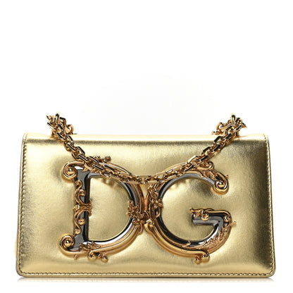 Dolce & Gabbana Metallic Calfskin DG Girls Shoulder Bag Gold 1 of 9